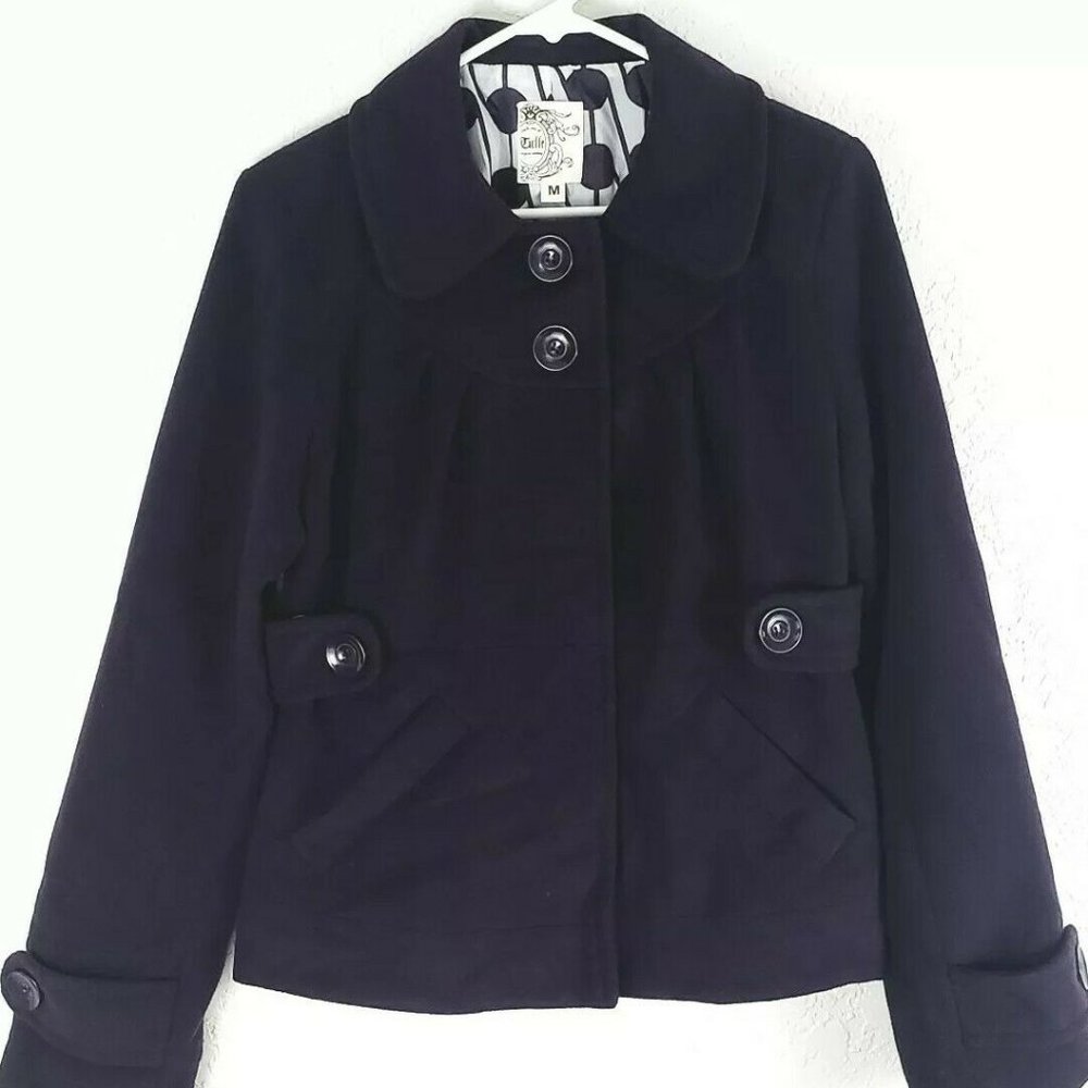Anthropologie Tulle Purple Pea Coat Lined